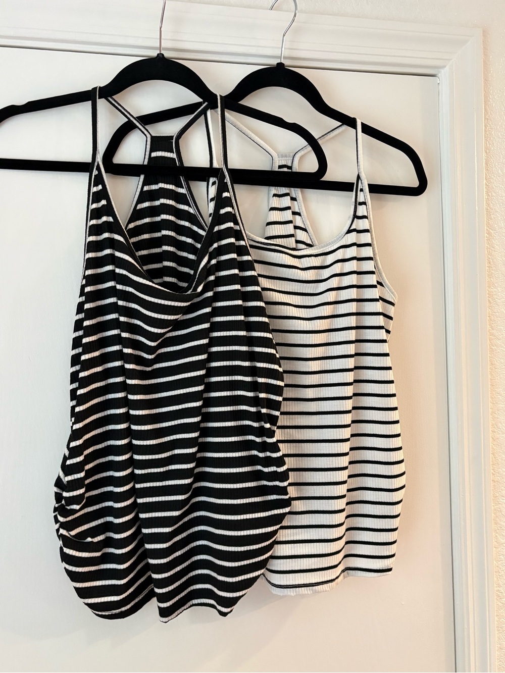 Xl Striped Ribbed Tank Top - Black & White